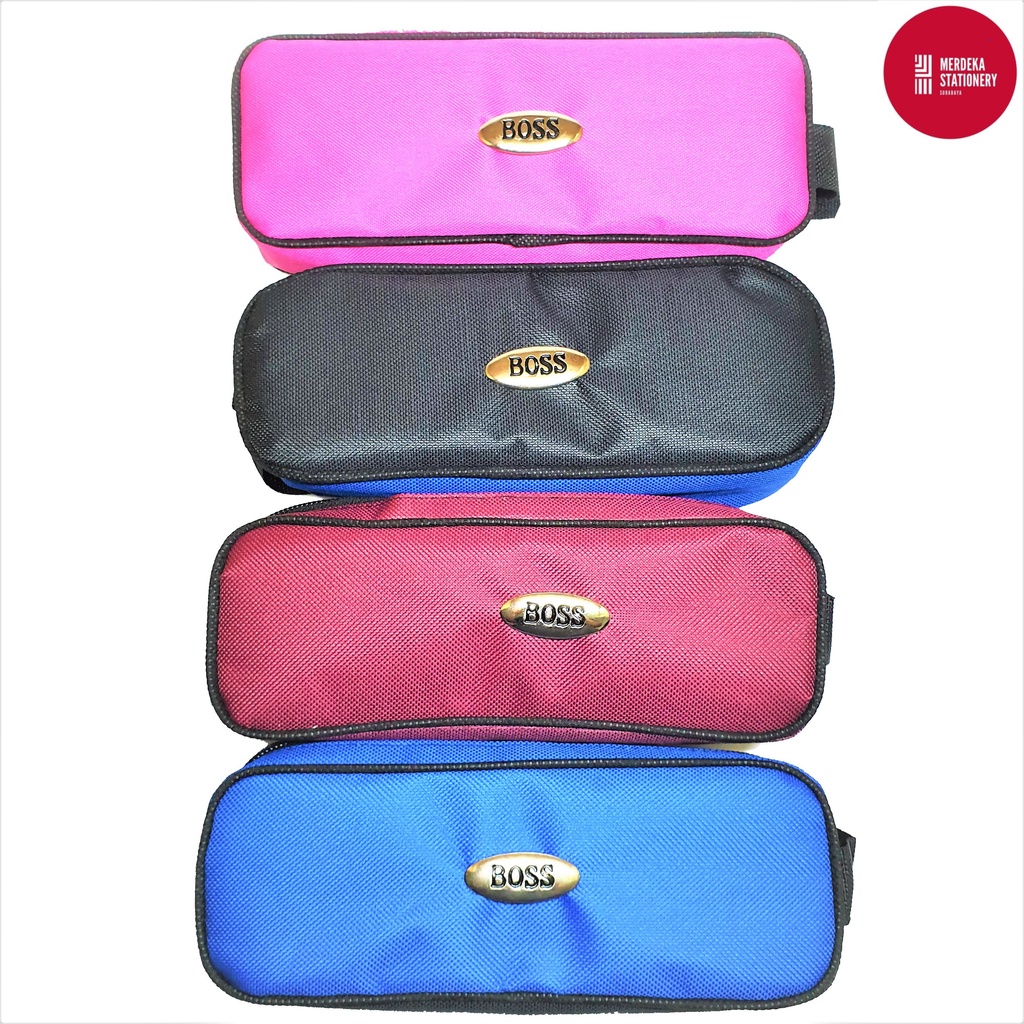 

Pencil Case/Tempat/Kotak/Tepak Pensil/Alat Tulis Kain Resleting Boss Motif Polos