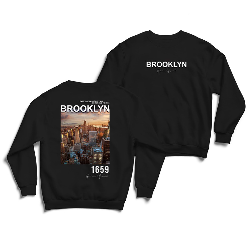 Parisdivarious Sweater Hoodie Sweatshirt Crewneck Brooklyn Gedung Bahan Fleece Size S - XXL (Pria &amp; Wanita)