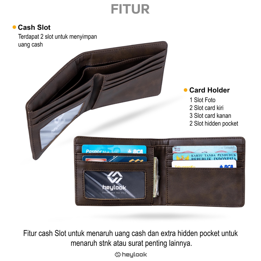 HEYLOOK Project- Dompet Pria TRAFFORD Dompet Kulit Pria Dompet Pendek Dompet Lipat Uang Dompet STNK Dompet Kartu Water Resist Dompet Anti Air Pria Distro