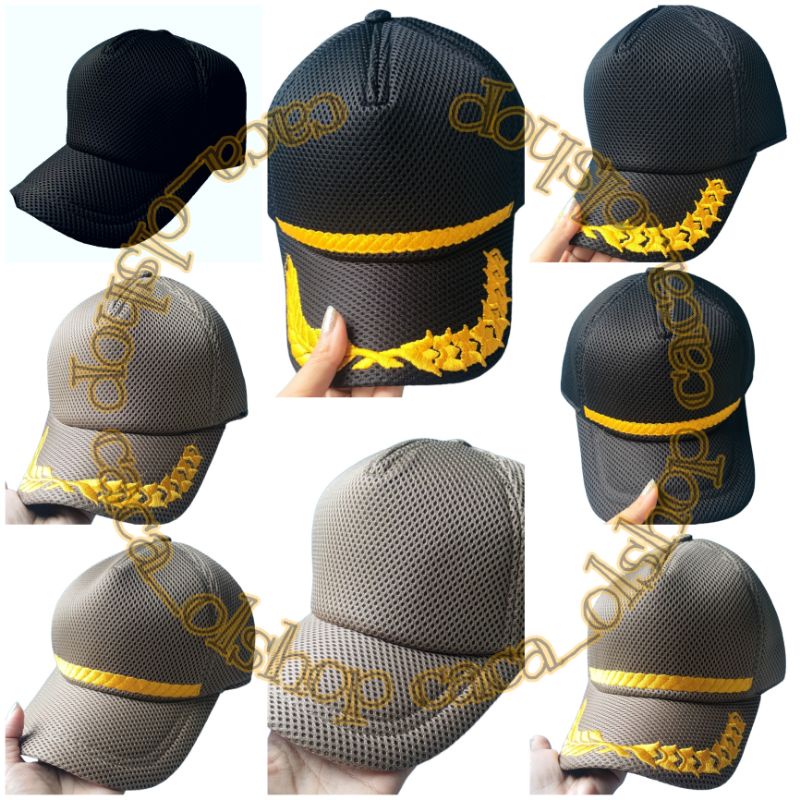 TOPI PNS TANPA LOGO BAHAN JARING DOUBLE MESH HITAM / KHEKI