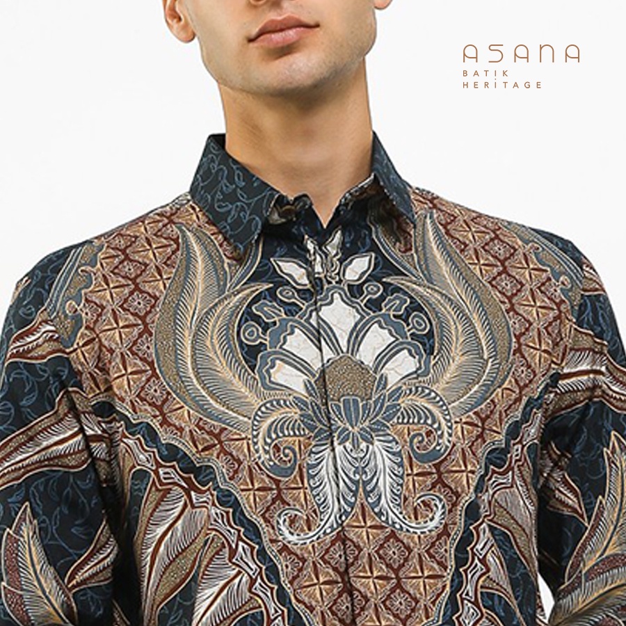 Kemeja Asana Batik Lengan Panjang Dalla - Navy