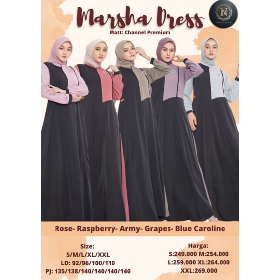 MARSHA DRESS NADHEERA LUXURY ✅GAMIS POLOS GAMIS NADHEERA LUXURY