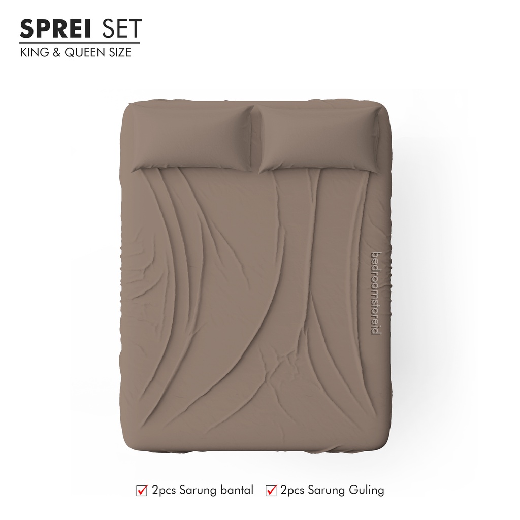 Sprei Aesthetic Polos Mocca | ALA KOREA Sudah Termasuk Sarung Bantal Guling