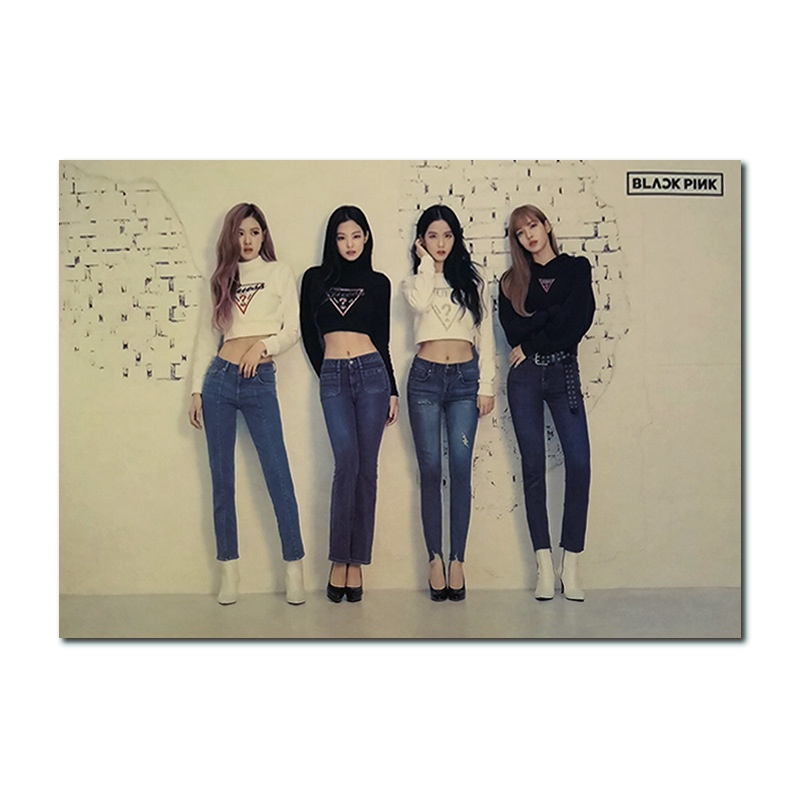 black pink 02 Decor Wall Chart Kraft Paper Retro Poster Jisoo Jennie Rose Lisa Blink BP
