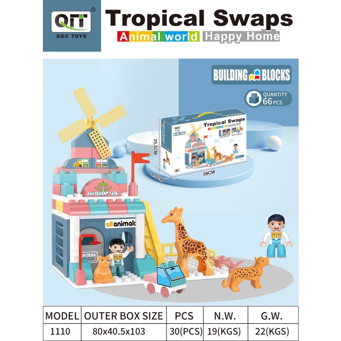 MAINAN ANAK BUILDING BLOCKS RUMAH BINATANG HAPPY HOME TROPICAL SWAPS