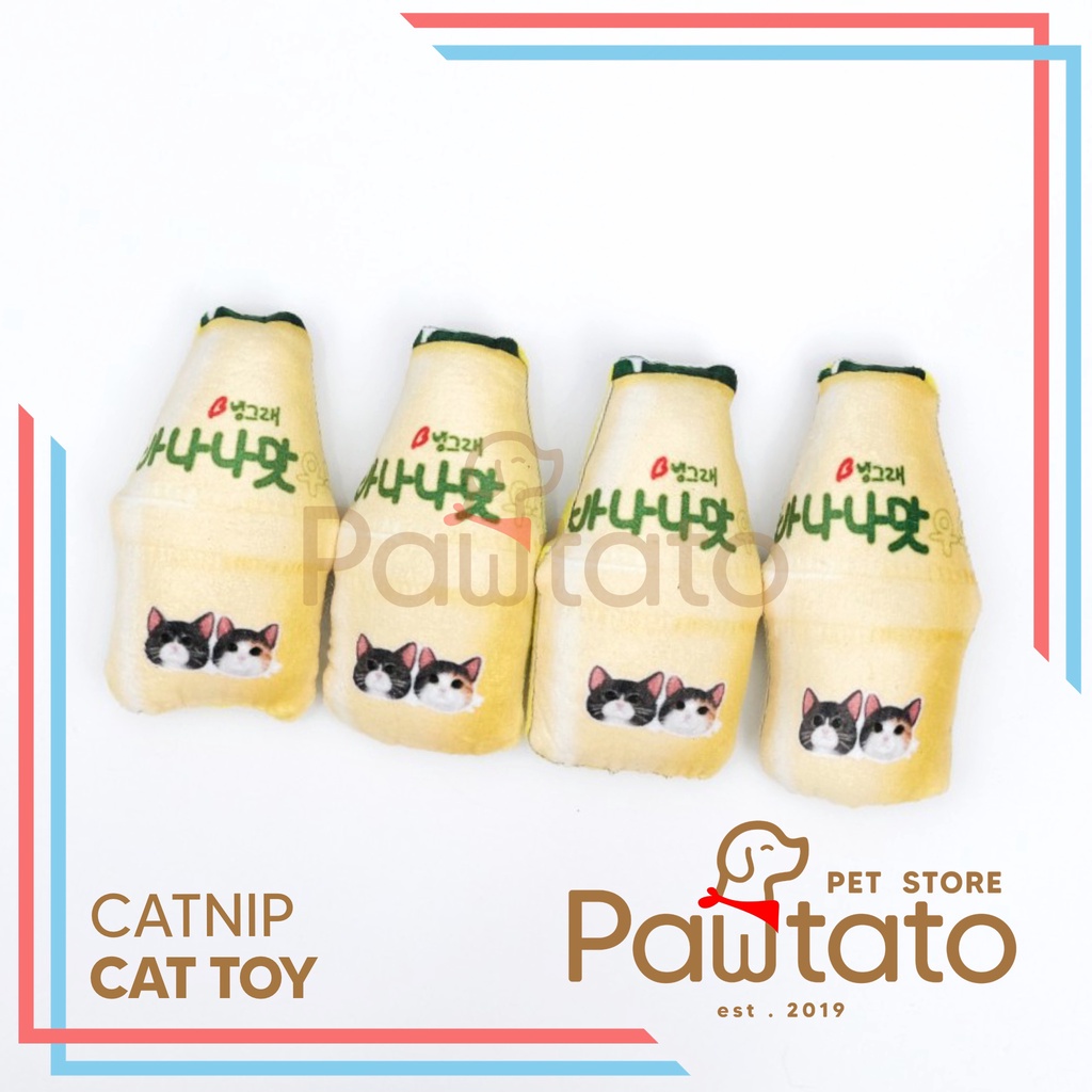 Mainan Kucing Catnip Boneka Banana Milk Korea Botol Susu Cat Plush Toy Pawtato Pet Store