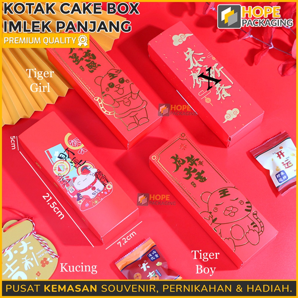 

Kotak Cake Box Panjang Edisi Imlek Size : 21.5 x 7.2 x 5 cm / Kotak Biskuit / Permen / Snack / Box Hadiah Imlek / Souvenir Imlek / Kotak Kado / Hampers Kotak Imlek
