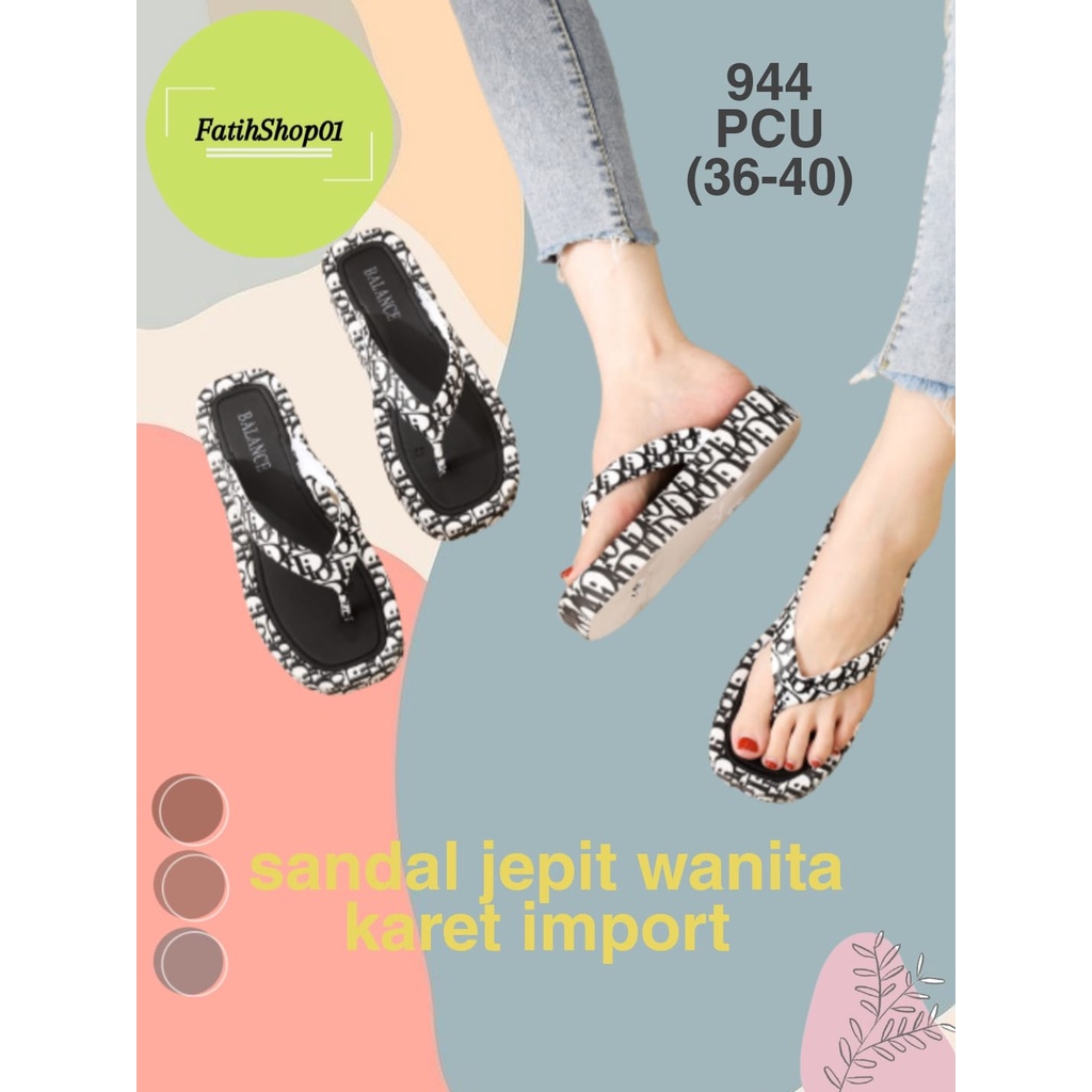 Sandal jepit wedges wanita dewasa korean style balance 944 (36-40) sandal wanita import terbaru