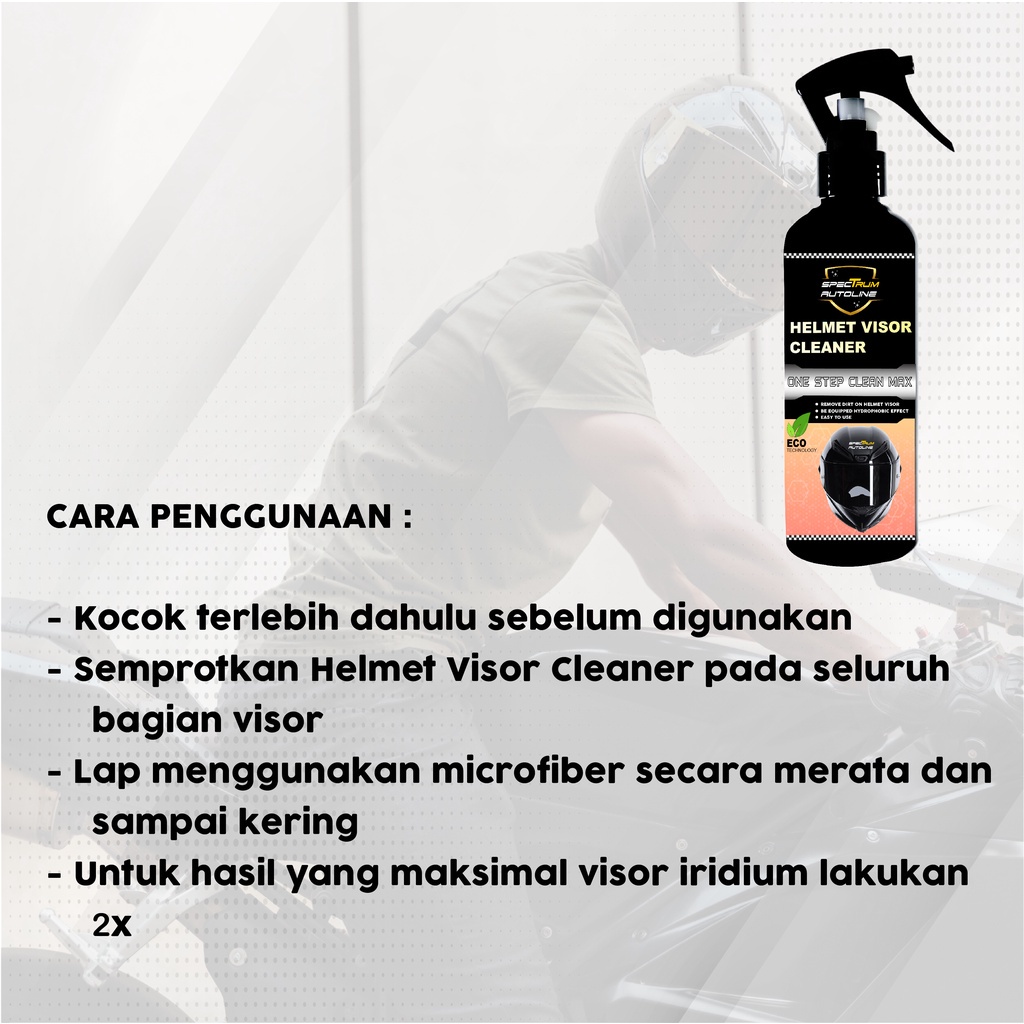 SPECTRUM Pembersih Pengkilap Visor Helm Bening Dark Smoke Iridium Efek Daun Talas