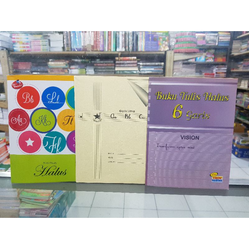 

Buku Tulis Halus Garis 3. Untuk latihan menulis hurif elok atau sambung