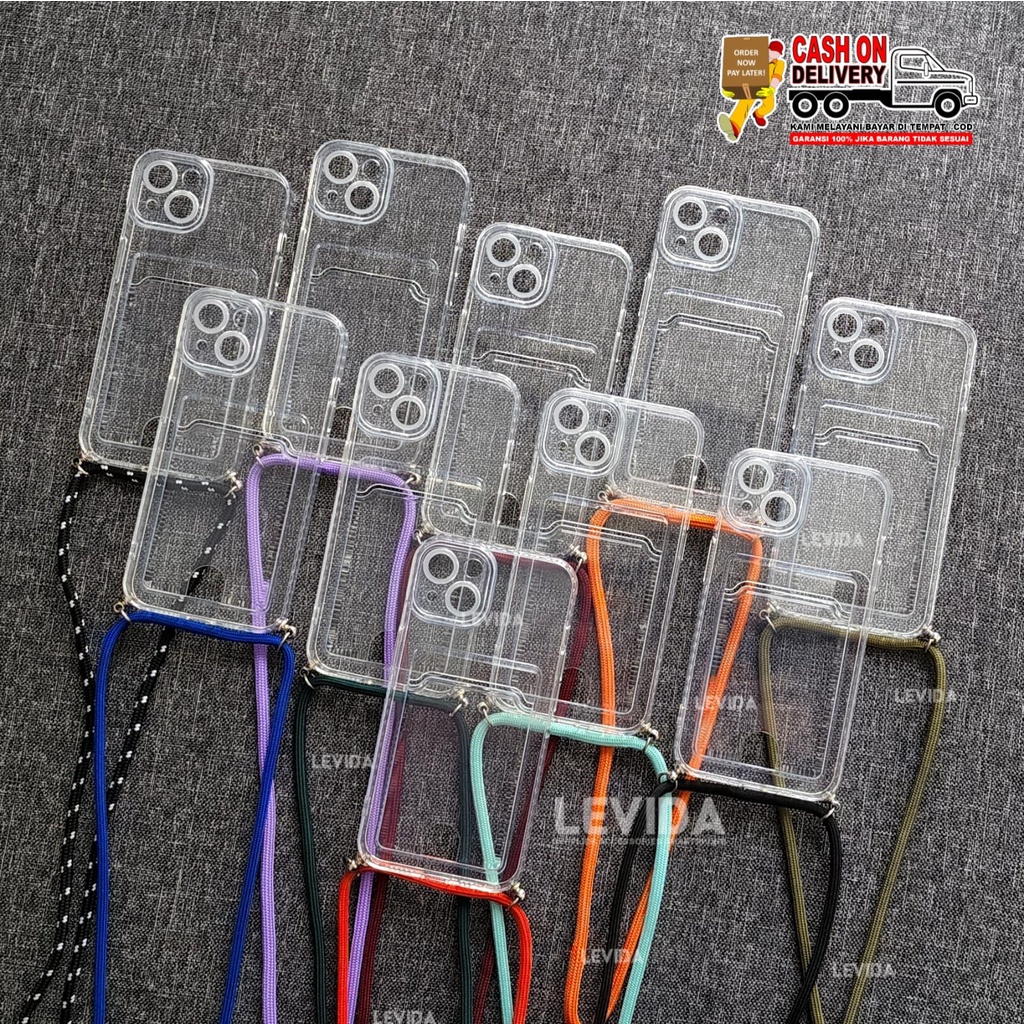 Case Tali Lanyard Card Case Bening Slot Kartu  Redmi Note 12 4g Redmi 12C Redmi 13c