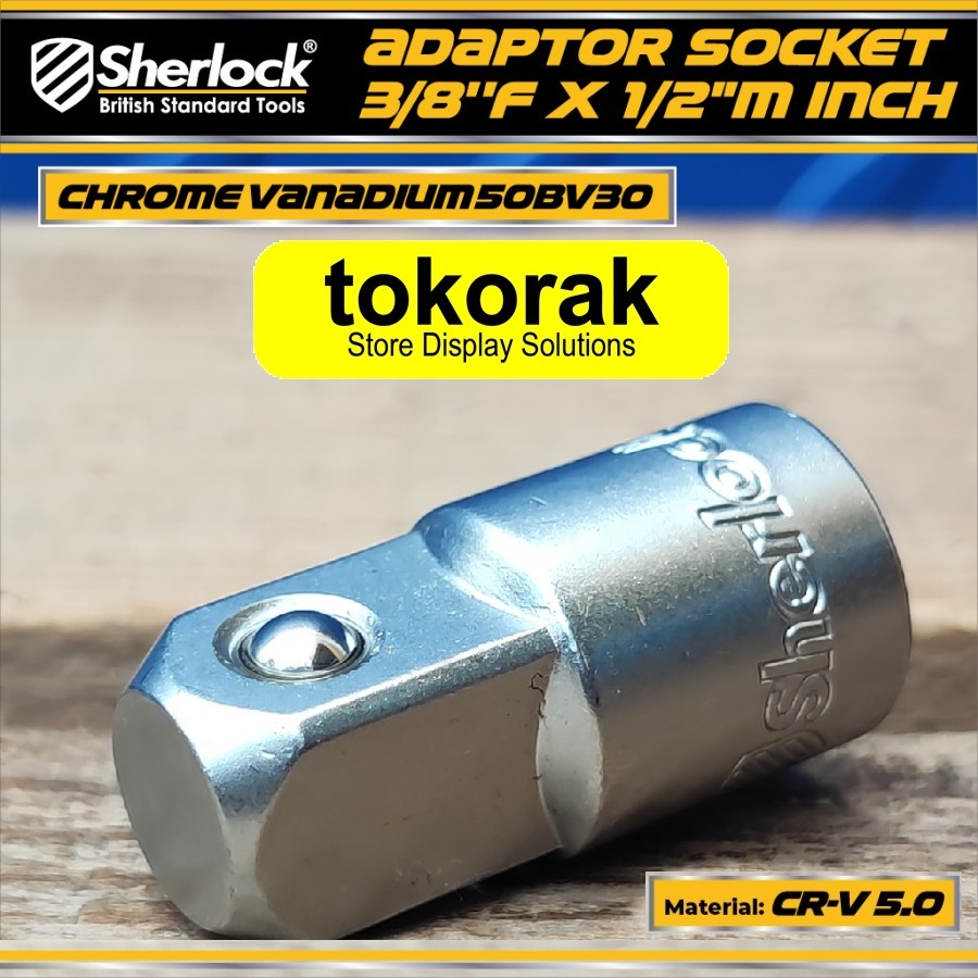 ADAPTOR SOK 3/8&quot; F X 1/2&quot; M INCH SHERLOCK SAMBUNGAN MATA KUNCI SOCK