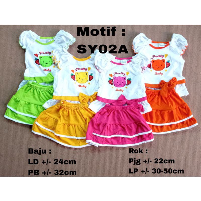 Setelan Baju Bayi Perempuan 3-18 bulan syifana / setelan rok Anak bayi Usia 3-18 Bulan Lucu Murah Berkualitas