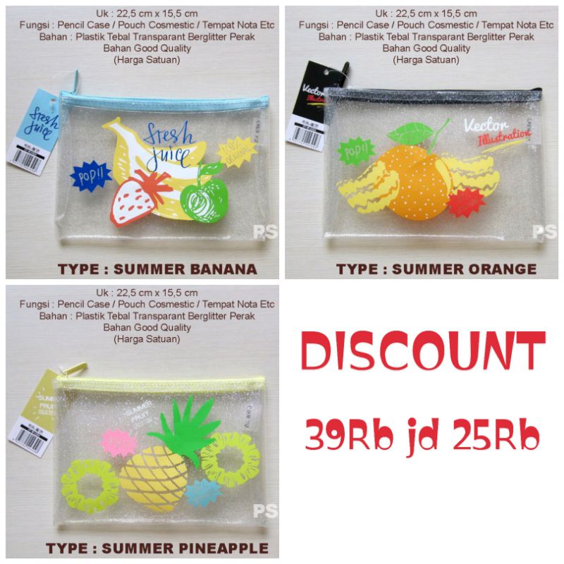 

tempat pensil jumbo besar transparan or pouch kosmestik case
