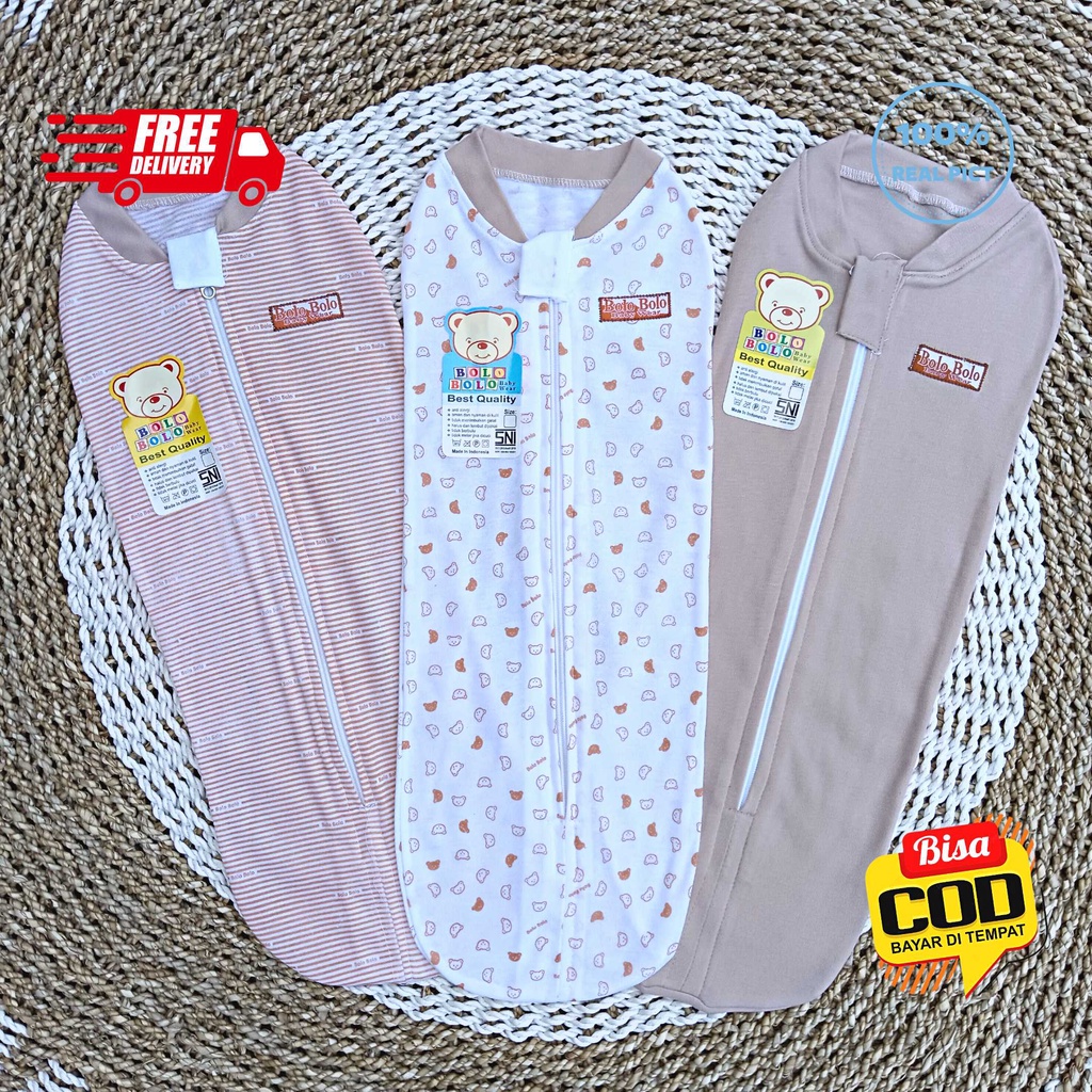 Serian Coklat Susu - 3 pcs Bedong Instan Resleting COKLAT SUSU SERIES merk SNI Bolo - Bolo / Bedong 