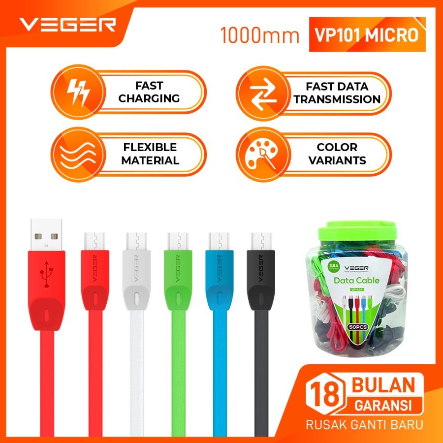 VEGER Kabel Data MICRO USB V101 2.4A FAST ORIGINAL