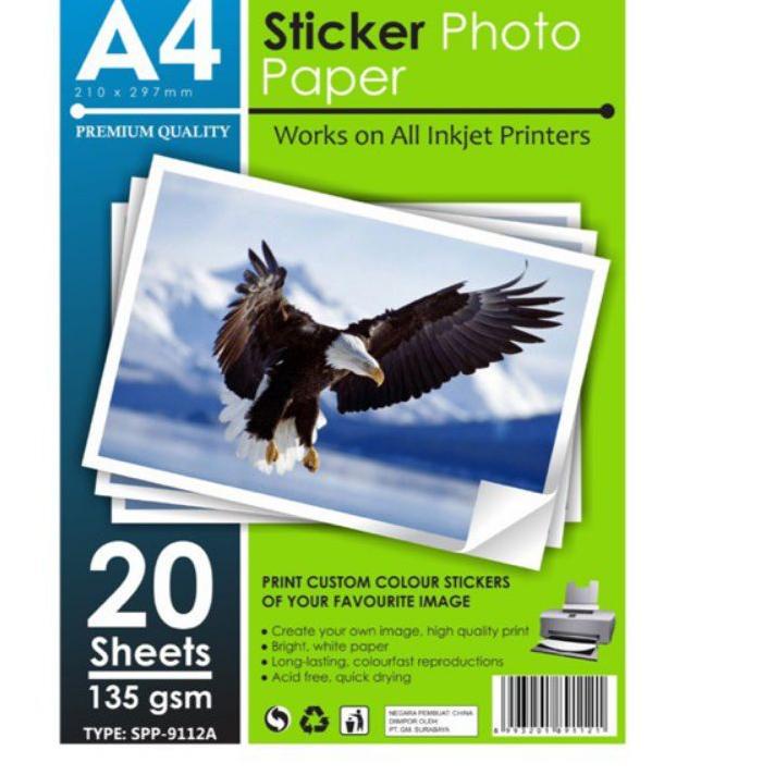 

SRI028 STICKER GLOSSY PHOTO PAPER A4/20 LEMBAR 135 GSM V-TECH <<>>