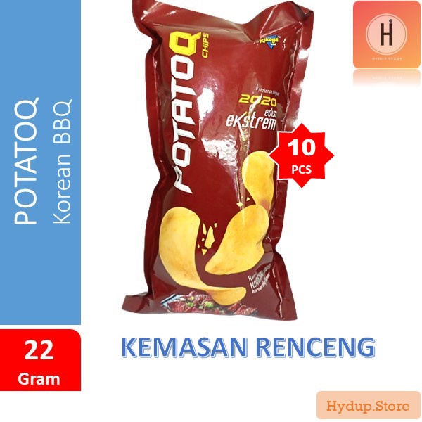 

Potato Q Chips | PotatoQ Cokelat Rasa Korean BBQ Pack isi 10 Kemasan 22 Gram