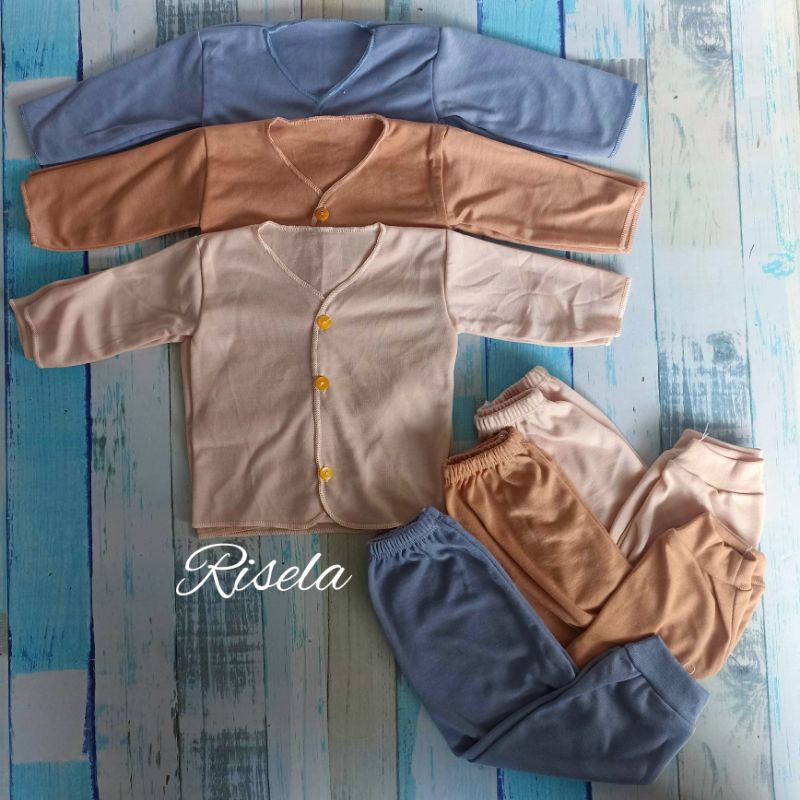 Baju Bayi Set 18 Pcs Newborn Polos Abu Coklat Cappucino Baju Kutung Pendek Panjang Celana panjang Pendek Pop