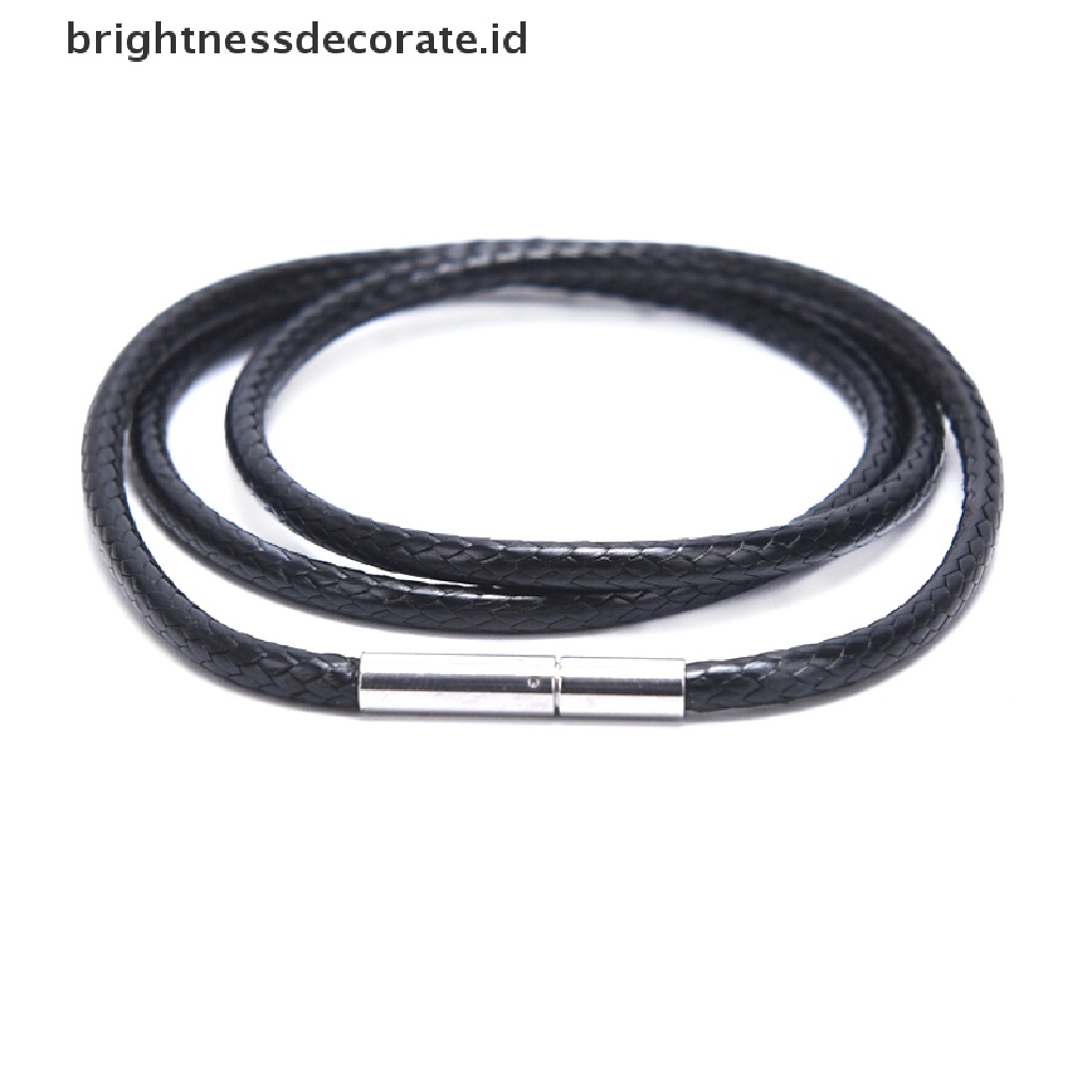 [Birth] Lilin Hitam Tali Kulit Stainless Steel Rotary Clasp Kalung Choker Tali Perhiasan [ID]