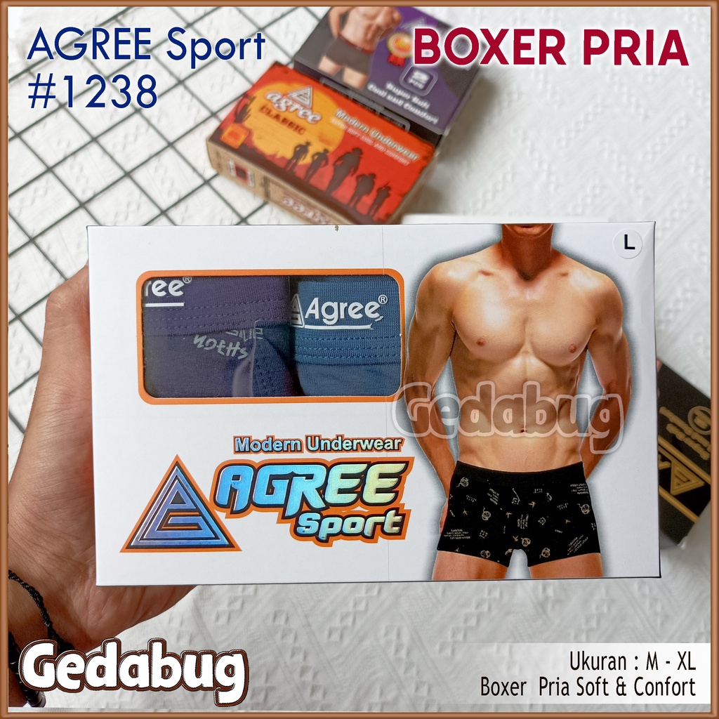 Boxer Pria AGREE Sport 1238 | Celana dalam pria Cassual &amp; Keren | Gedabug