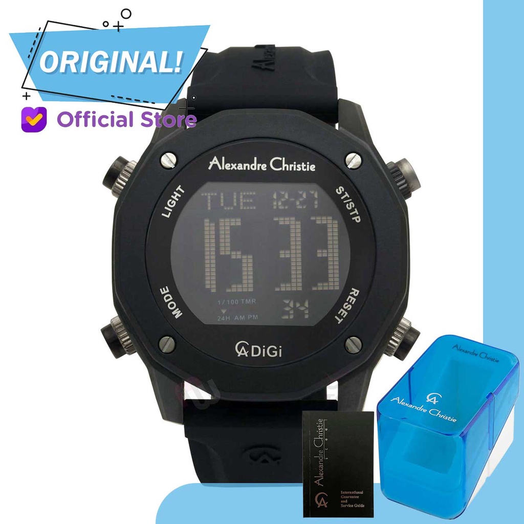 Jam Tangan Pria Digital Alexandre Christie 9377MH AC9377 AC 9377 MH 9377 MHRIPBA Original Garansi Re