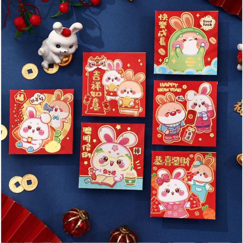 

[6pcs] Angpao imlek 2024 mini / angpao shio kelinci / angpao lucu