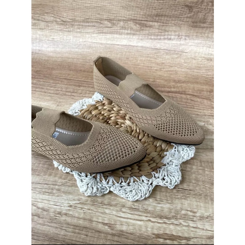 sepatu wanita balet rajut immport model karet tengah terbaru sallsa_sici