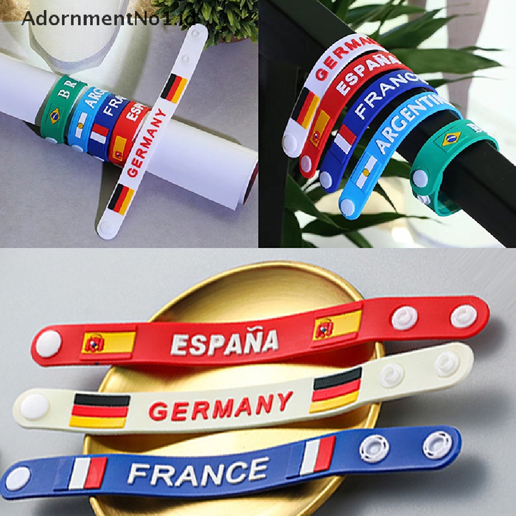 [AdornmentNo1] Souvenir Sepak Bola Piala Dunia Bendera Gelang Olahraga Elastis Silicone Wristband Bracelet [ID]