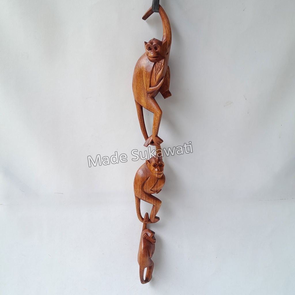 Set Patung Kayu monyet kera gantung isi 3pcs Kerajinan handmade Bali