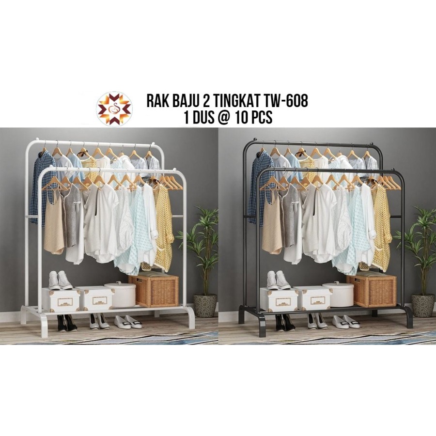 Rak Baju 2 Tingkat TW -608 Rak Baju Pakaian Gantungan Hanger Clothes Rack