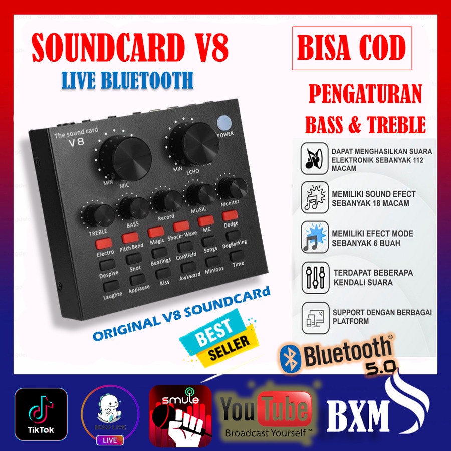 Jual Soundcard V8 / Sound Card V8s V8 / Bluetooth Audio Usb External ...