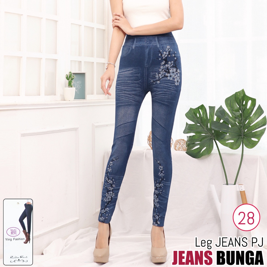 Celana Legging Jeans Bunga # 28 / Legging Bunga Wanita / Leging Import wanita