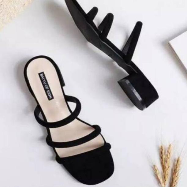 Sandal Wanita Hak Pendek Tali 3 Sandal Hak Kekinian "BYH.11Ja23ѕ"