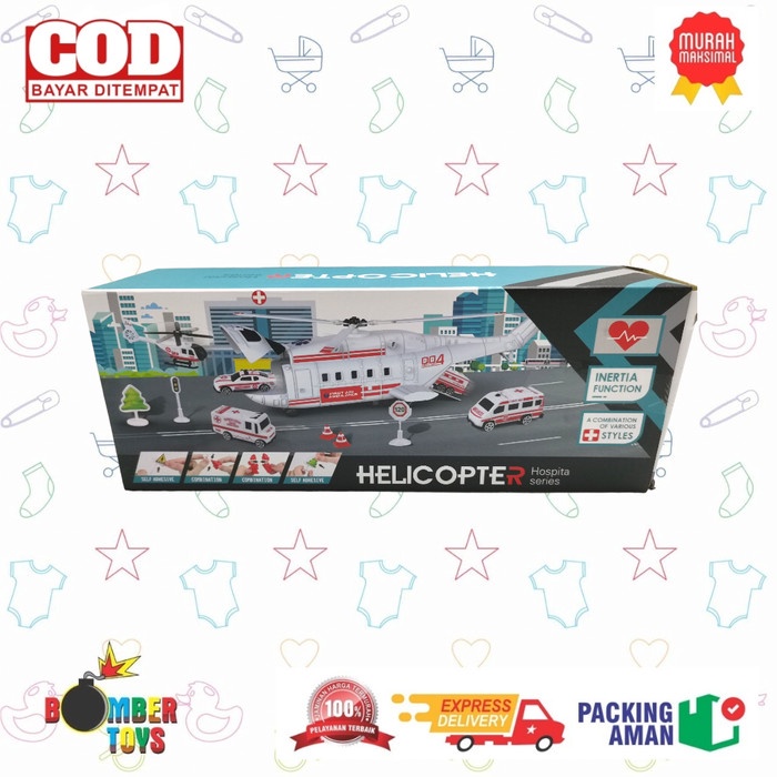 MAINAN ANAK HELICOPTER MOBIL AMBULANCE POLISI DIY BUILDING KADO UNIK