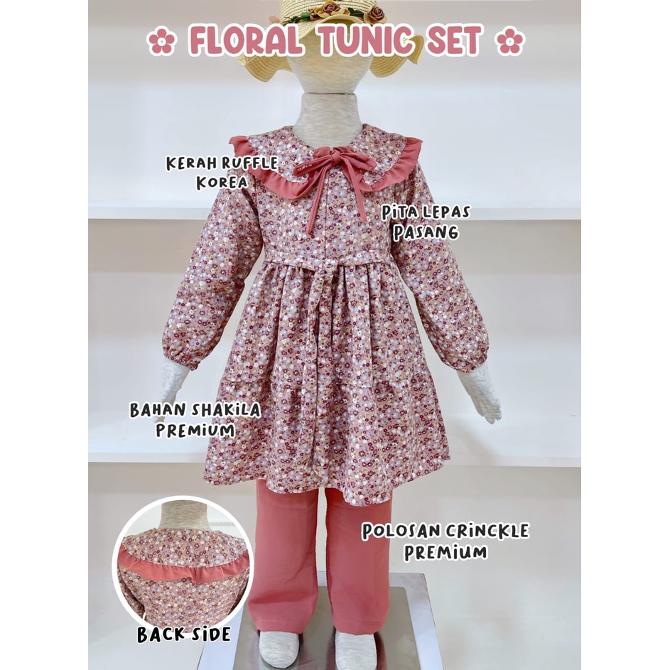 SETELAN FLORAL TUNIK ANAK SHAKILLA PREMIUM A1097