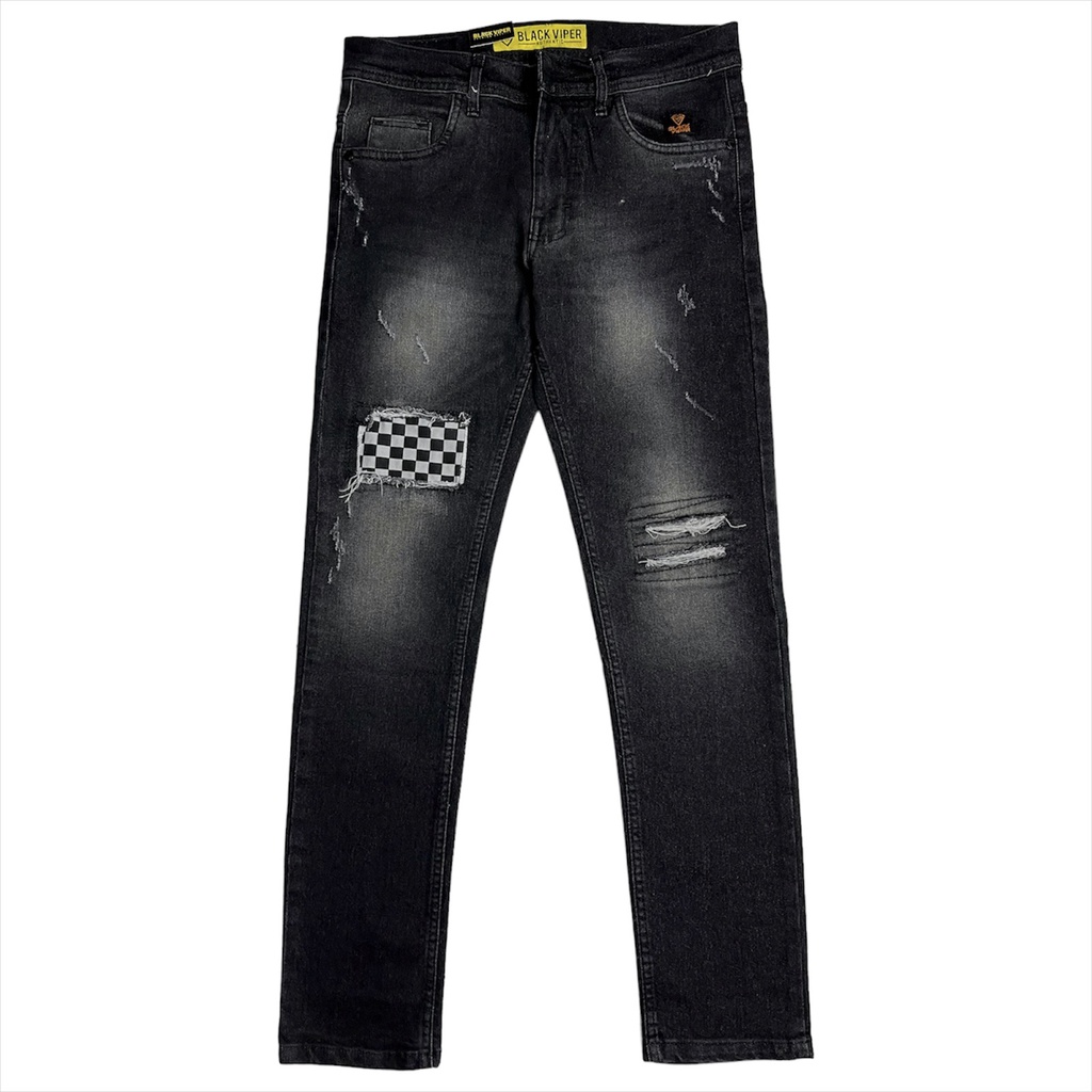 Celana Panjang Model Ripped/Celana Panjang Slimfit/Celana Panjang Motif Catur/Quality Distro