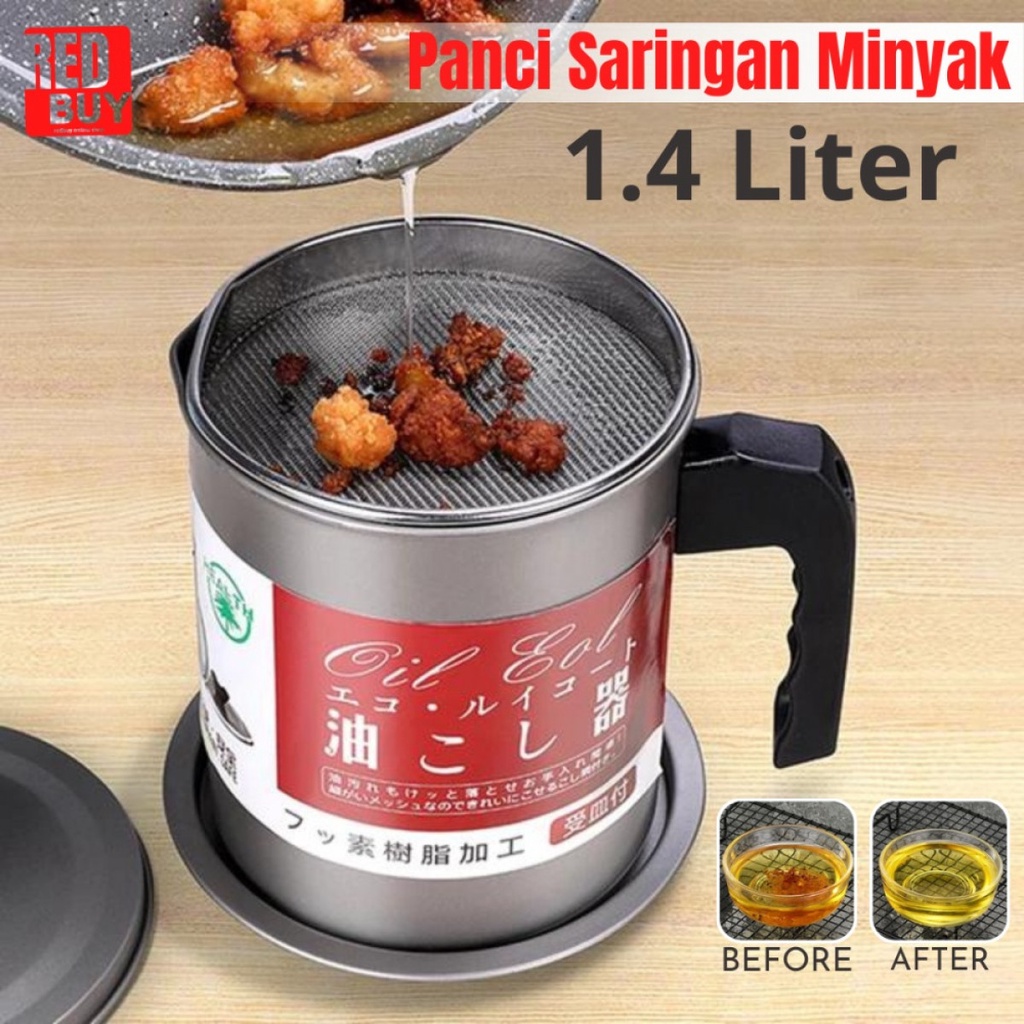 HEALTH Tempat Saringan Minyak Goreng Stainless Steel 1.4 Liter