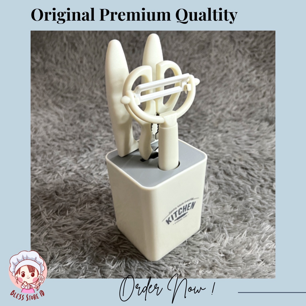 Pisau Satu Set Dengan Wadah Penyimpanan Warna Putih Murah