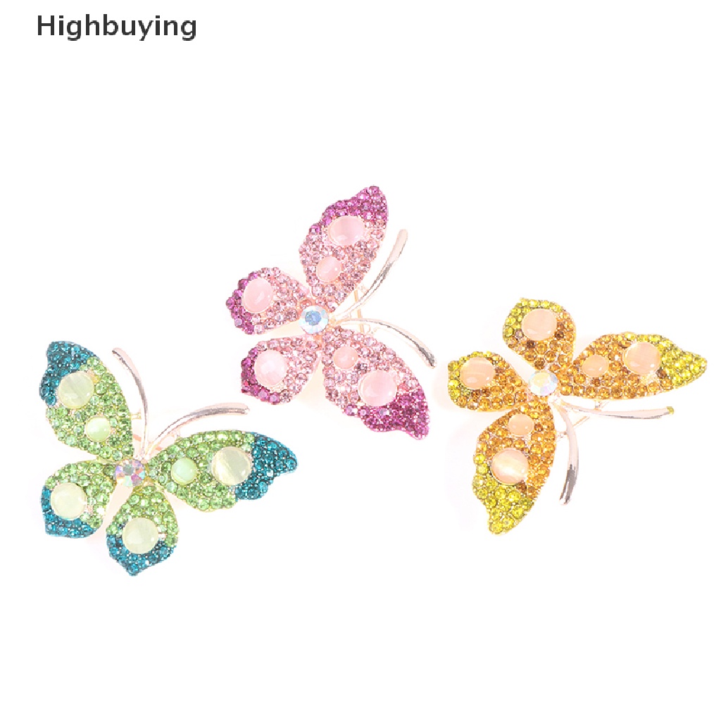 Hbid 1PC Elegan Pesona Kupu-Kupu Bros Wanita Berlian Imitasi Besar Kupu-Kupu Pin Hadiah Glory