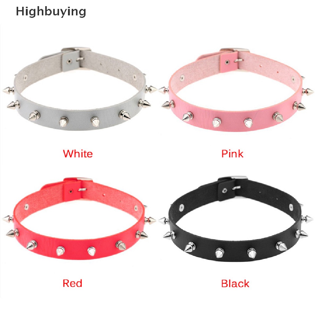 Hbid Punk Lady Gothic Kulit Choker Jantung Rantai Spike Rivet Gesper Kerah Kalung Glory