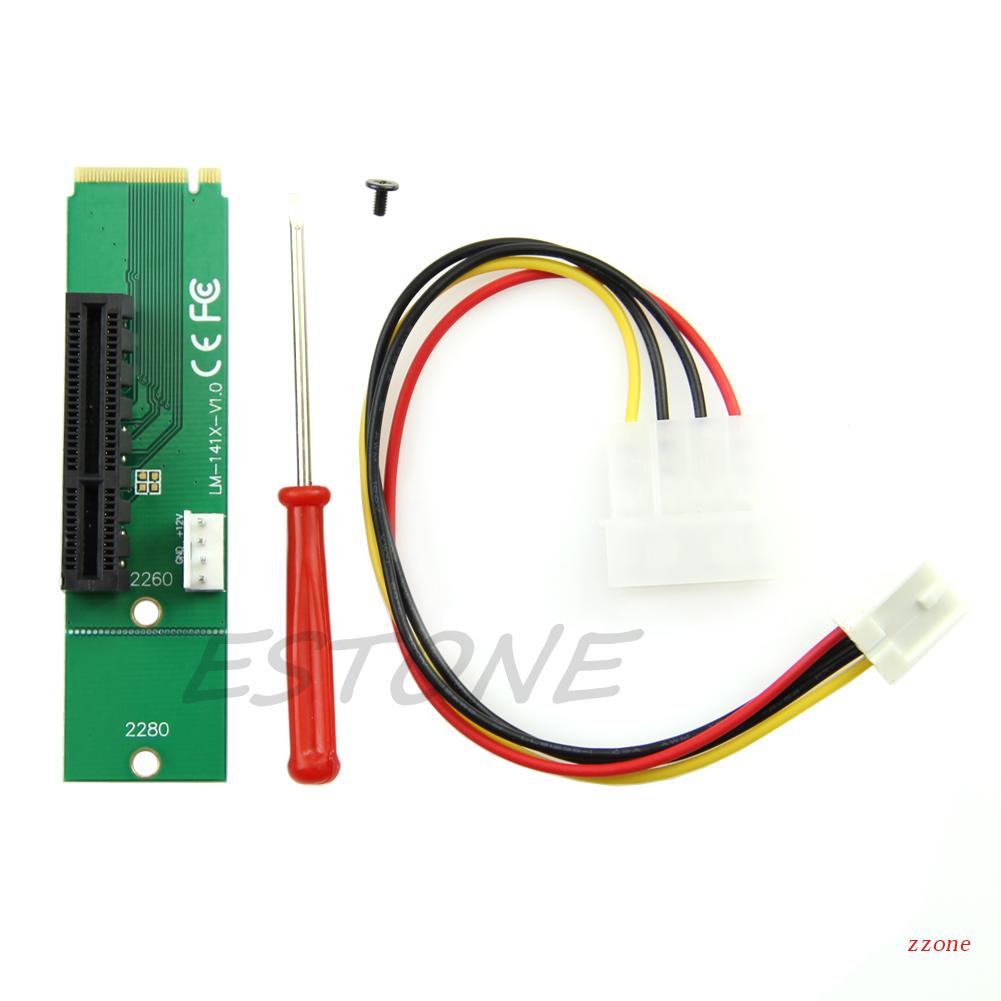 Zzz External Reader Converter Board PCI-E 4X Female to NGFF M.2 M Kunci Male Adapter