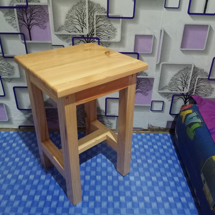 KURSI KOTAK / KURSI BAKSO JATI BELANDA 30x30x45 CM