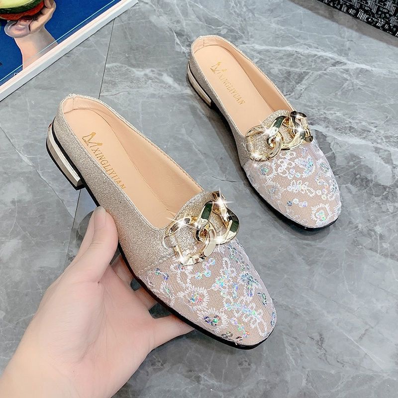 RYX - Glittery Evelyne Sepatu Heels Rendah Slip-On Wanita Fashion Casual / Pesta - Ori Import