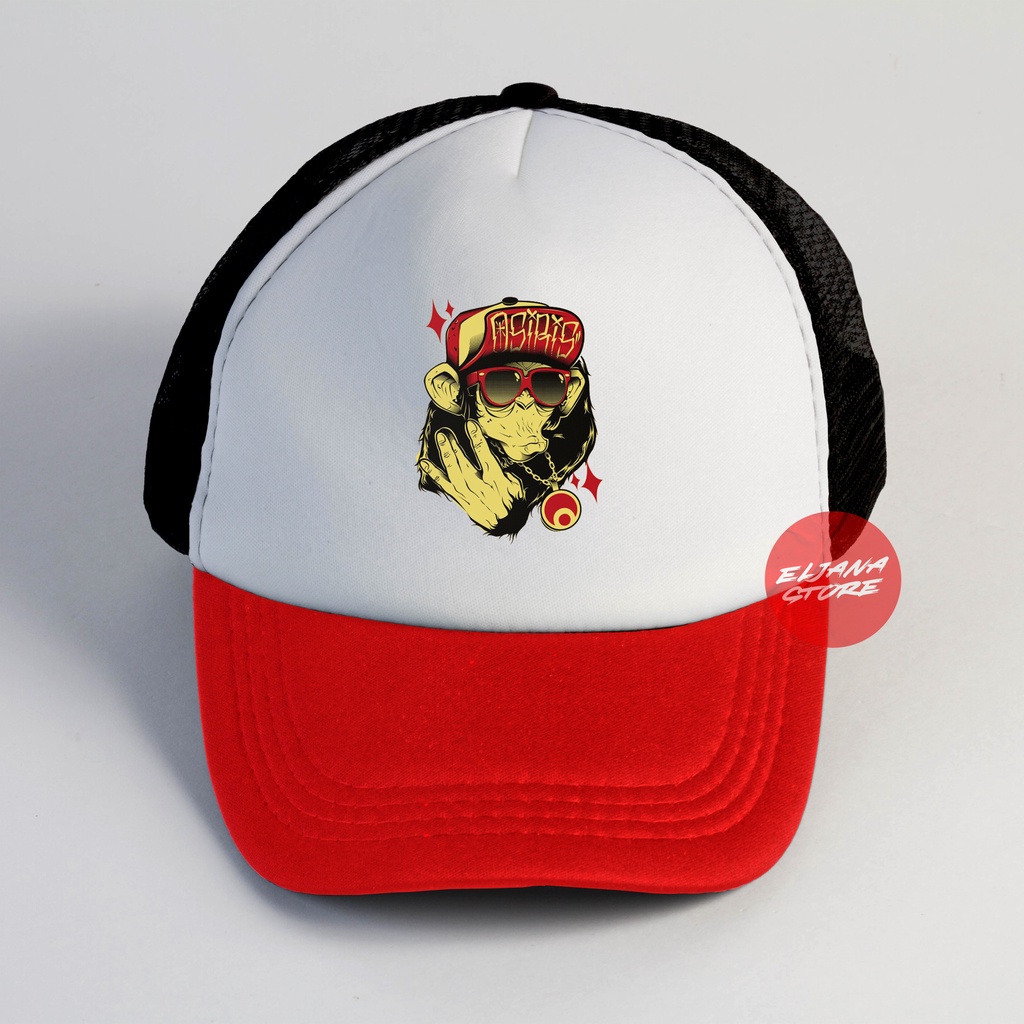 Topi Trucker Osiris | Skull Red | Skull Hat | Topi Snapback Animasi