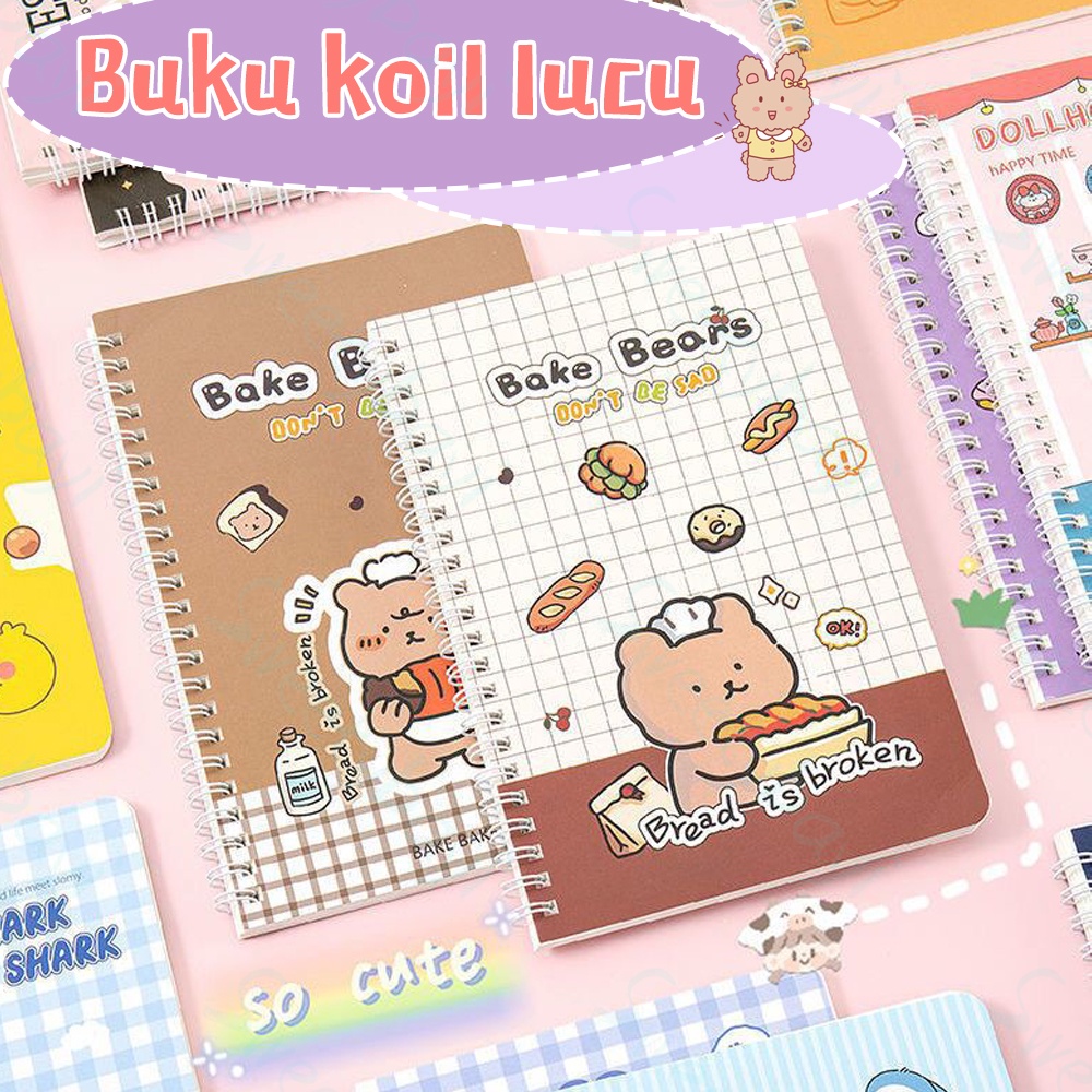 Sweetybayi Buku catatan Notebook a5 buku tulis spiral 60 halaman Buku tulis ring