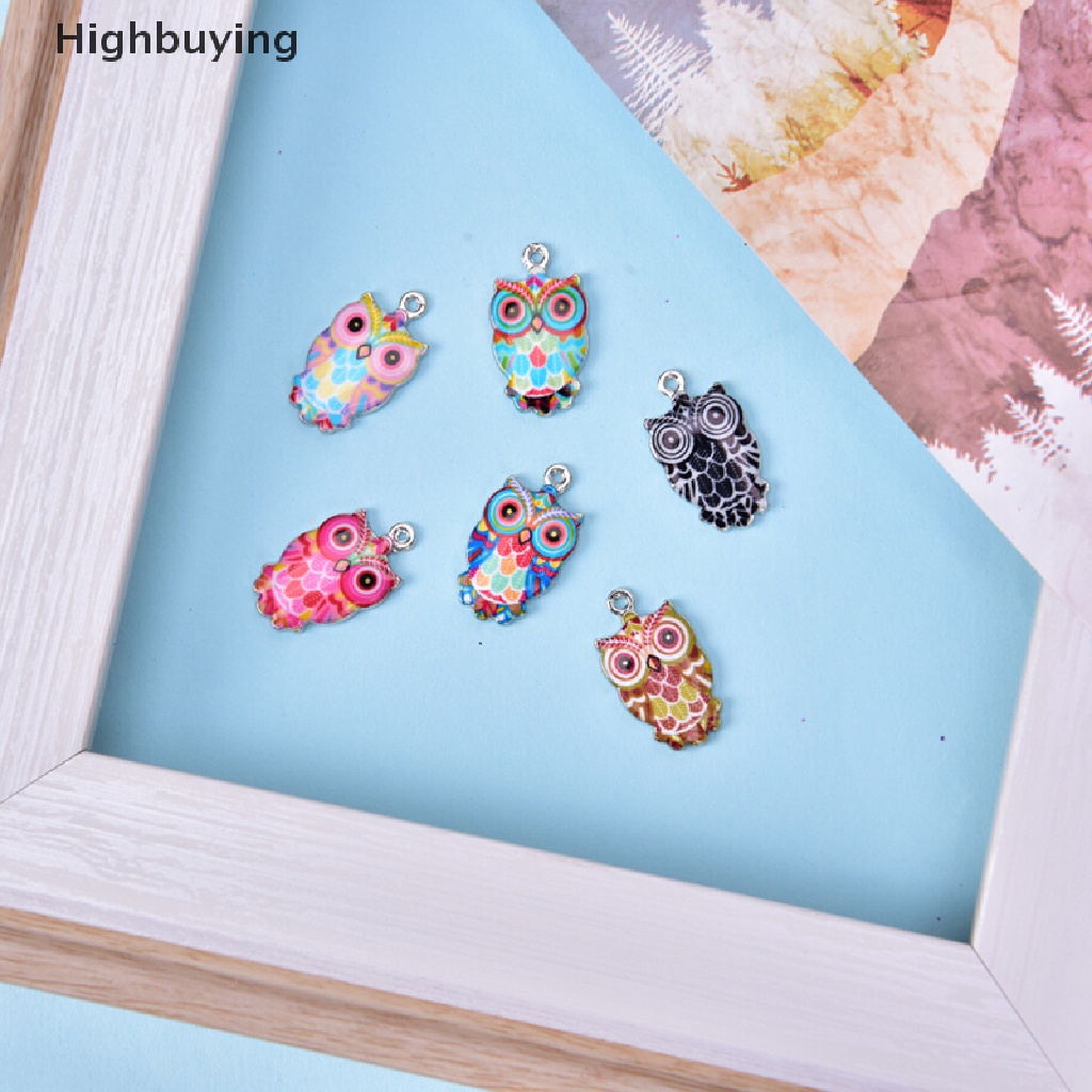 Hbid 2/6Pcs/Set Enamel Alloy Hewan Burung Hantu Ch Liontin Kerajinan DIY Membuat Perhiasan Hadiah Glory