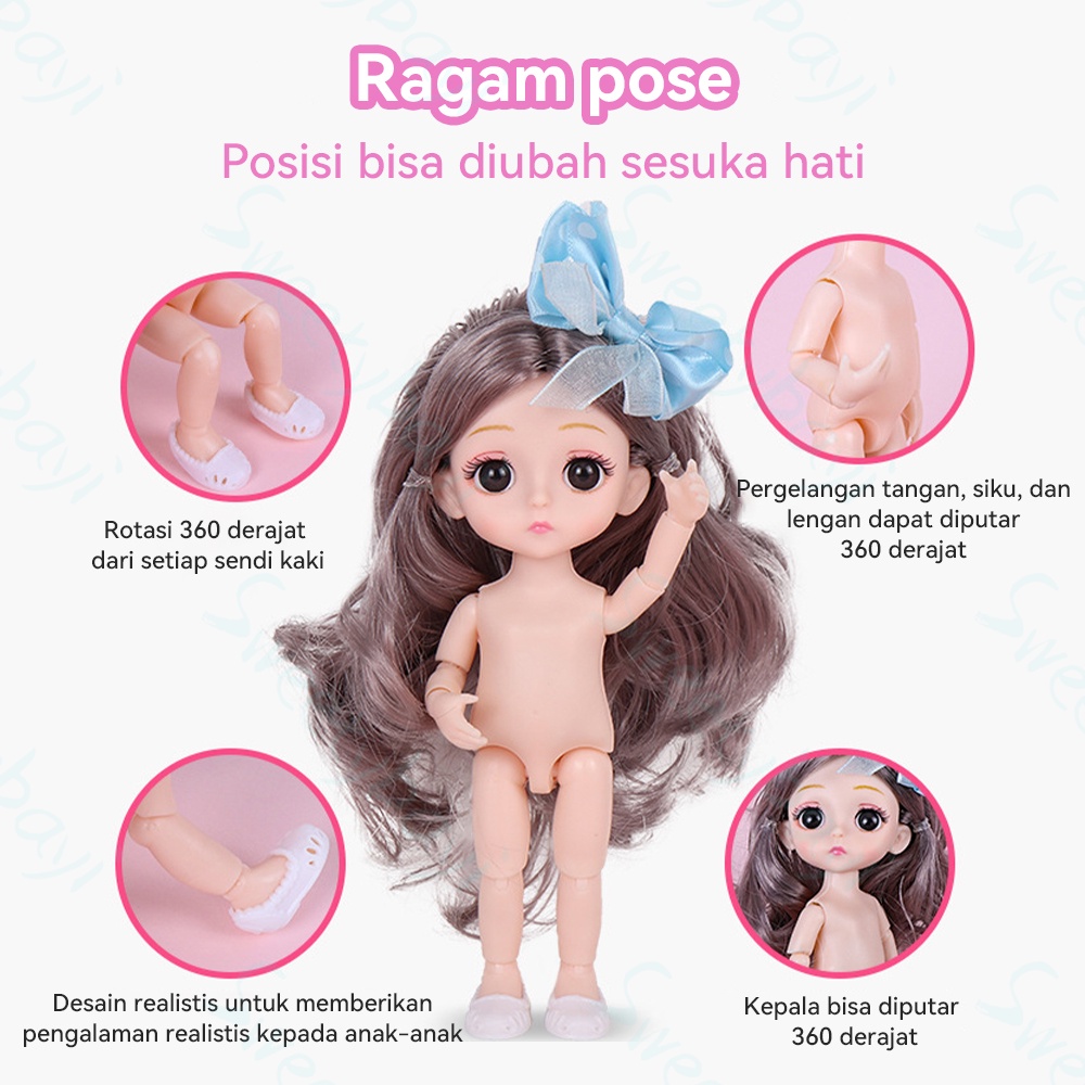 SweetyBayi Boneka kecil Boneka bayi anak lucu lembut boneka Princess dolls bisa ditekuk