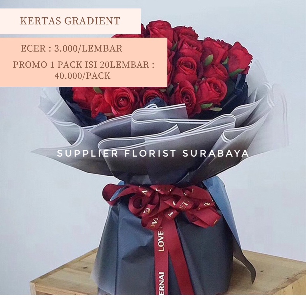 [5 LEMBAR] KERTAS BUNGA CELLOPHANE GRADIENT GRADASI GRADIASI KERTAS WRAP WARNA SEMBUR KERTAS KOREA STYLE BUKET BUNGA KOREAN DIY FLORIST FLOWER WRAPPING PAPER