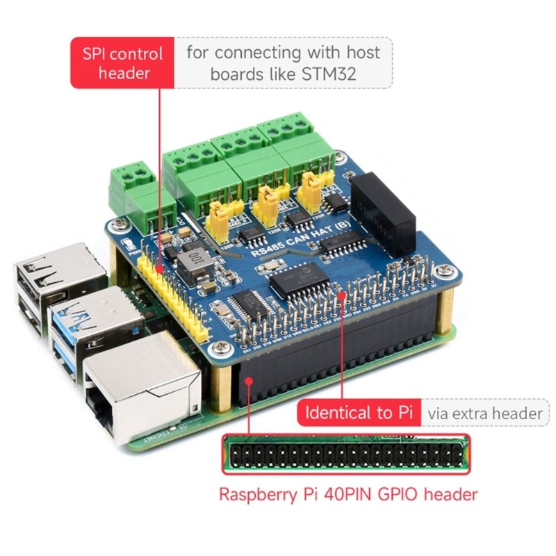 Topi zzz 2channel Isolated RS485 Ekspanding, SC16IS752+SP3485 Dual Chip Conver SPI